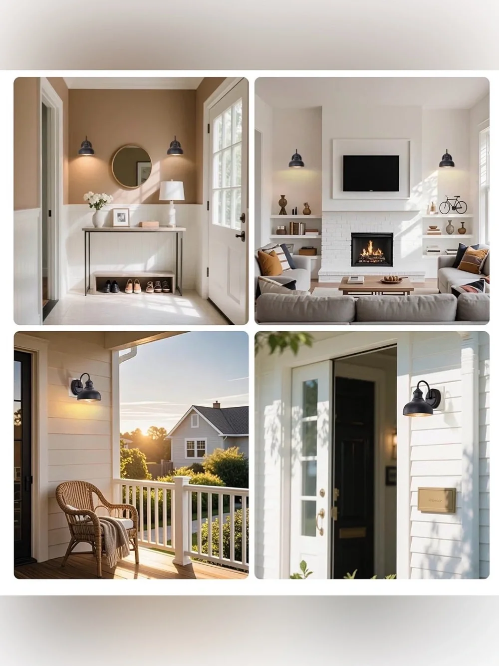 Matte Black Indoor Wall Lantern Sconce - Set of 4